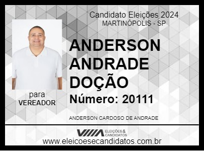 Candidato ANDERSON ANDRADE DOÇÃO 2024 - MARTINÓPOLIS - Eleições