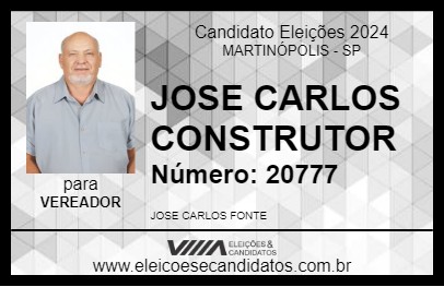 Candidato JOSE CARLOS CONSTRUTOR 2024 - MARTINÓPOLIS - Eleições