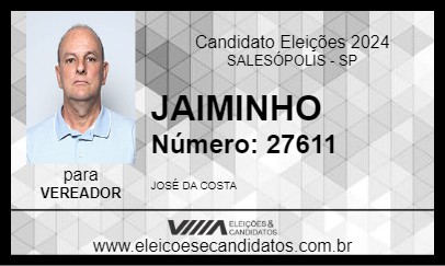 Candidato JAIMINHO  2024 - SALESÓPOLIS - Eleições