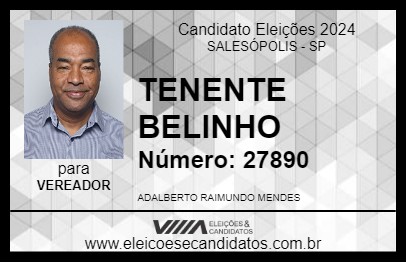 Candidato TENENTE BELINHO 2024 - SALESÓPOLIS - Eleições