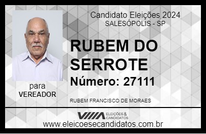 Candidato RUBEM DO SERROTE 2024 - SALESÓPOLIS - Eleições