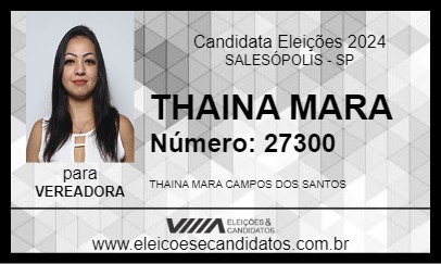 Candidato THAINA MARA 2024 - SALESÓPOLIS - Eleições