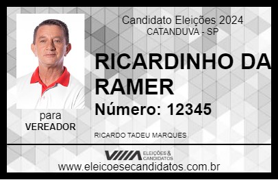 Candidato RICARDINHO DA RAMER 2024 - CATANDUVA - Eleições