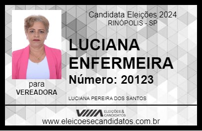 Candidato LUCIANA ENFERMEIRA 2024 - RINÓPOLIS - Eleições