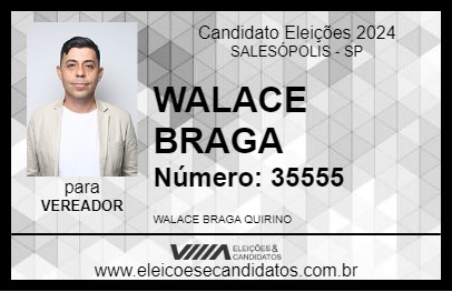 Candidato WALACE BRAGA 2024 - SALESÓPOLIS - Eleições