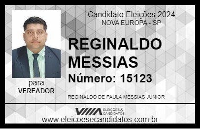 Candidato REGINALDO MESSIAS 2024 - NOVA EUROPA - Eleições