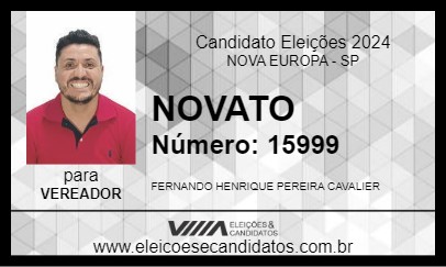 Candidato NOVATO 2024 - NOVA EUROPA - Eleições