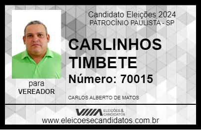 Candidato CARLINHOS TIMBETE 2024 - PATROCÍNIO PAULISTA - Eleições