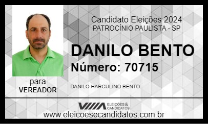 Candidato DANILO BENTO 2024 - PATROCÍNIO PAULISTA - Eleições