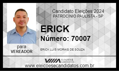 Candidato ERICK 2024 - PATROCÍNIO PAULISTA - Eleições