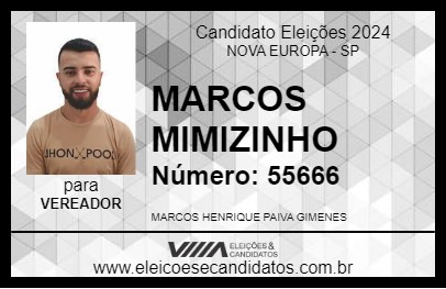 Candidato MARCOS MIMIZINHO 2024 - NOVA EUROPA - Eleições