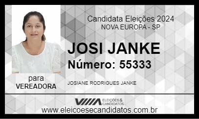 Candidato JOSI JANKE 2024 - NOVA EUROPA - Eleições