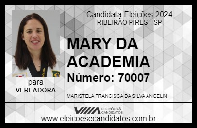 Candidato MARY DA ACADEMIA 2024 - RIBEIRÃO PIRES - Eleições