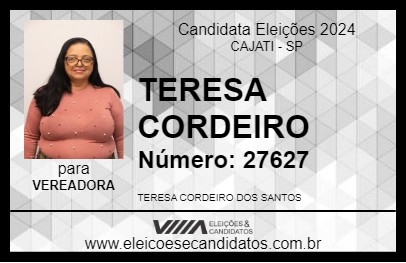 Candidato TERESA CORDEIRO 2024 - CAJATI - Eleições