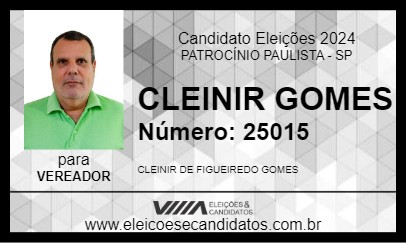 Candidato CLEINIR GOMES 2024 - PATROCÍNIO PAULISTA - Eleições