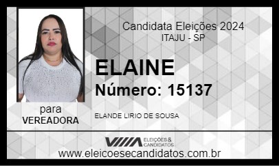 Candidato ELAINE 2024 - ITAJU - Eleições