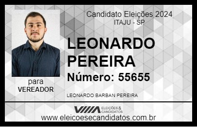 Candidato LEONARDO PEREIRA 2024 - ITAJU - Eleições