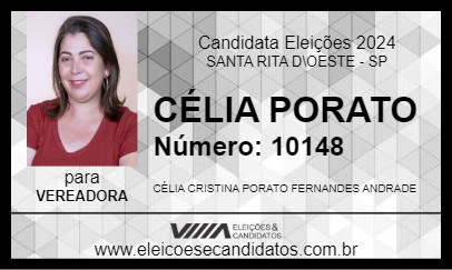 Candidato CÉLIA PORATO 2024 - SANTA RITA D\OESTE - Eleições