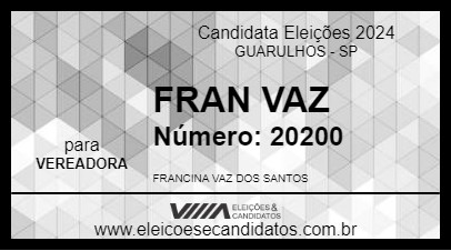 Candidato FRAN VAZ 2024 - GUARULHOS - Eleições