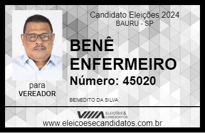 Candidato BENÊ ENFERMEIRO 2024 - BAURU - Eleições