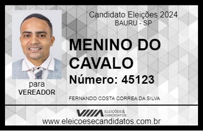 Candidato MENINO DO CAVALO 2024 - BAURU - Eleições