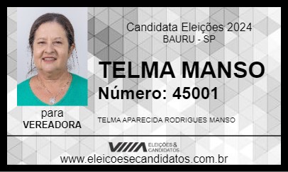 Candidato TELMA MANSO 2024 - BAURU - Eleições