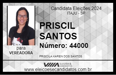 Candidato PRISCIL SANTOS 2024 - ITAJU - Eleições