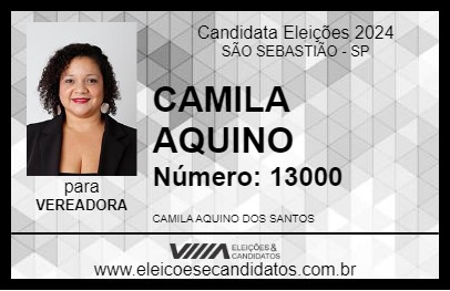 Candidato CAMILA AQUINO 2024 - SÃO SEBASTIÃO - Eleições