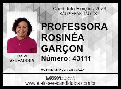 Candidato PROFESSORA ROSINÉA GARÇON 2024 - SÃO SEBASTIÃO - Eleições