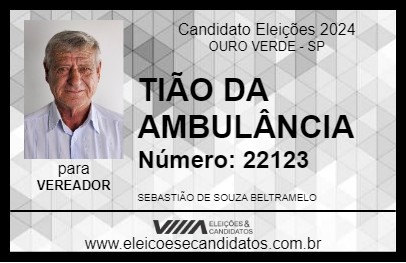 Candidato TIÃO DA AMBULÂNCIA 2024 - OURO VERDE - Eleições