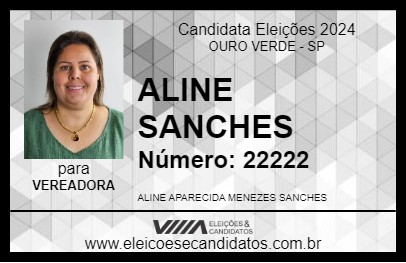 Candidato ALINE SANCHES 2024 - OURO VERDE - Eleições