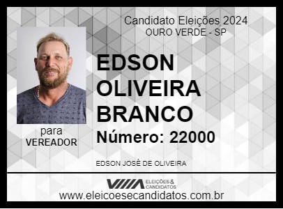 Candidato EDSON OLIVEIRA BRANCO 2024 - OURO VERDE - Eleições