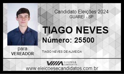 Candidato TIAGO NEVES 2024 - GUAREÍ - Eleições