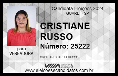 Candidato CRISTIANE RUSSO 2024 - GUAREÍ - Eleições