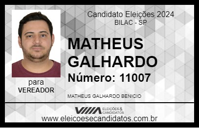 Candidato MATHEUS GALHARDO 2024 - BILAC - Eleições