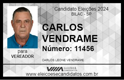 Candidato CARLOS VENDRAME 2024 - BILAC - Eleições