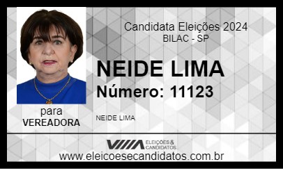 Candidato NEIDE LIMA 2024 - BILAC - Eleições