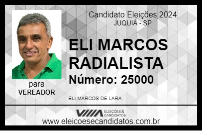 Candidato ELI MARCOS RADIALISTA 2024 - JUQUIÁ - Eleições