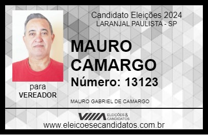 Candidato MAURO CAMARGO 2024 - LARANJAL PAULISTA - Eleições