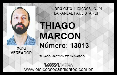 Candidato THIAGO MARCON 2024 - LARANJAL PAULISTA - Eleições