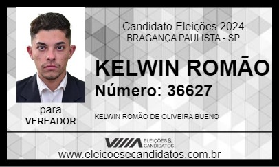 Candidato KELWIN ROMÃO 2024 - BRAGANÇA PAULISTA - Eleições