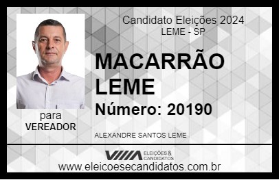 Candidato MACARRÃO LEME 2024 - LEME - Eleições