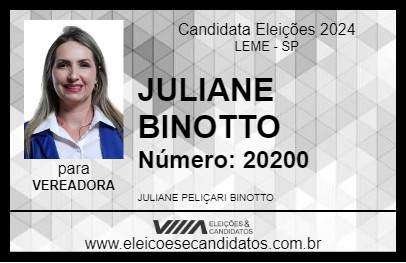 Candidato JULIANE BINOTTO 2024 - LEME - Eleições