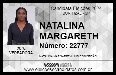 Candidato NATALINA MARGARETH 2024 - BURITIZAL - Eleições