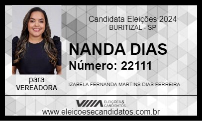 Candidato NANDA DIAS 2024 - BURITIZAL - Eleições