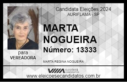 Candidato MARTA NOGUEIRA 2024 - AURIFLAMA - Eleições