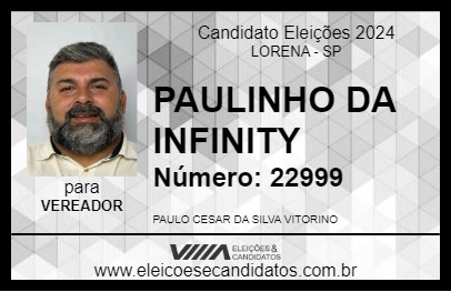 Candidato PAULINHO DA INFINITY 2024 - LORENA - Eleições