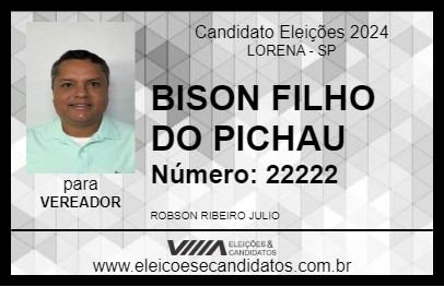 Candidato BISON FILHO DO PICHAU 2024 - LORENA - Eleições