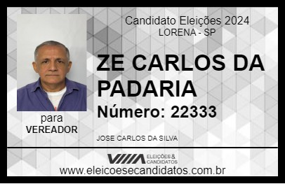 Candidato ZE CARLOS DA PADARIA 2024 - LORENA - Eleições