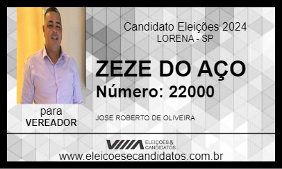 Candidato ZEZE DO AÇO 2024 - LORENA - Eleições